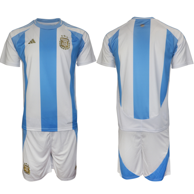 Men's Argentina Blank White/Blue 2024-25 Home SoccerJersey Suit